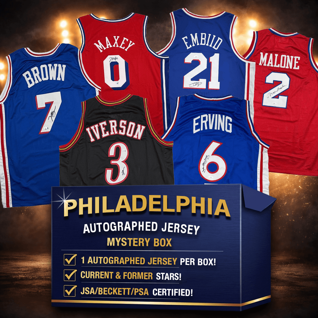Autographed/Signed Philadelphia Basketball Jersey Mystery Box with PSA JSA or Beckett COA