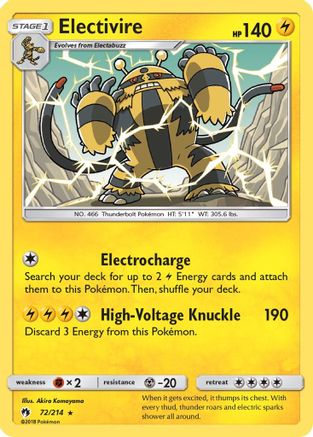 Electivire 072/214 - SM Lost Thunder Reverse Holofoil