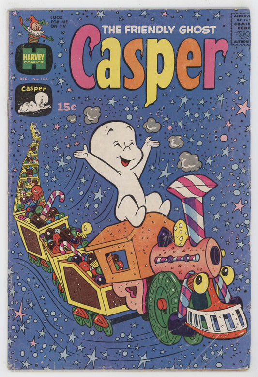 Casper The Friendly Ghost 136 Harvey 1969 VG Christmas Train Holiday Candy