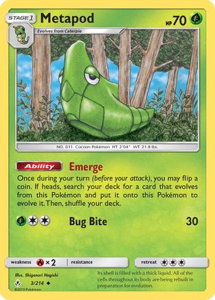 Metapod 003/214 - SM Unbroken Bonds Reverse Holofoil