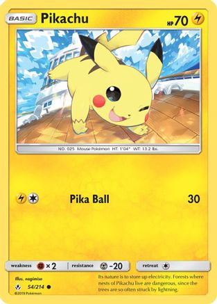 Pikachu 054/214 - SM Unbroken Bonds Reverse Holofoil