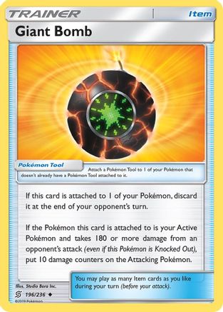 Giant Bomb 196/236 - SM Unified Minds Reverse Holofoil