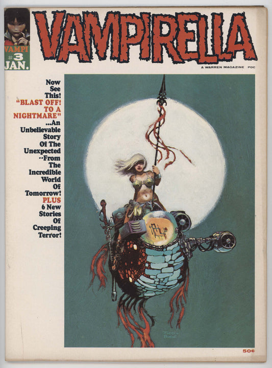 Vampirella 3 Warren 1970 VG FN Vaughn Bode GGA Magazine