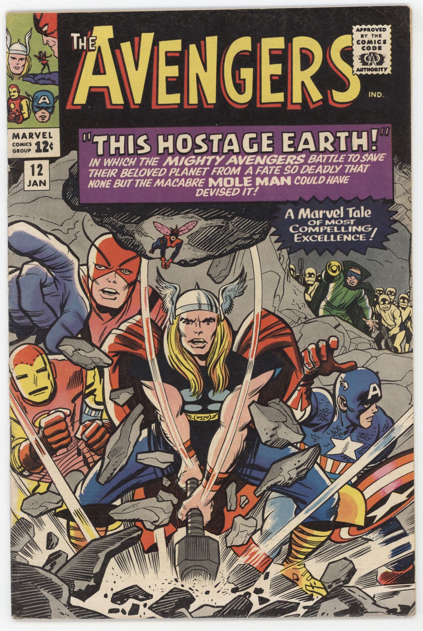 Avengers 12 Marvel 1965 FN Thor Captain America Jack Kirby Stan Lee