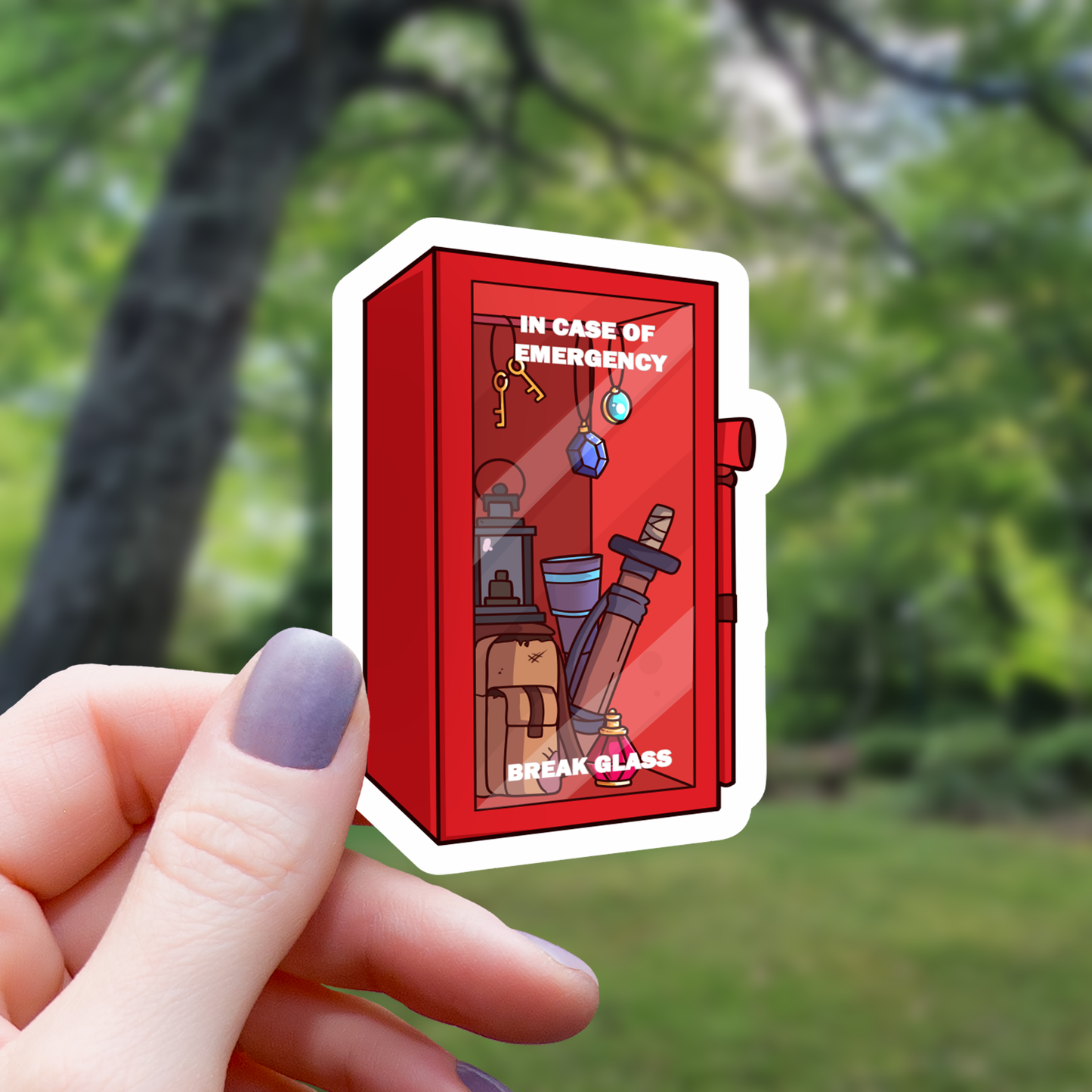 Break Glass In Case of Adventure Sticker - 3" - Golden Apple Comics