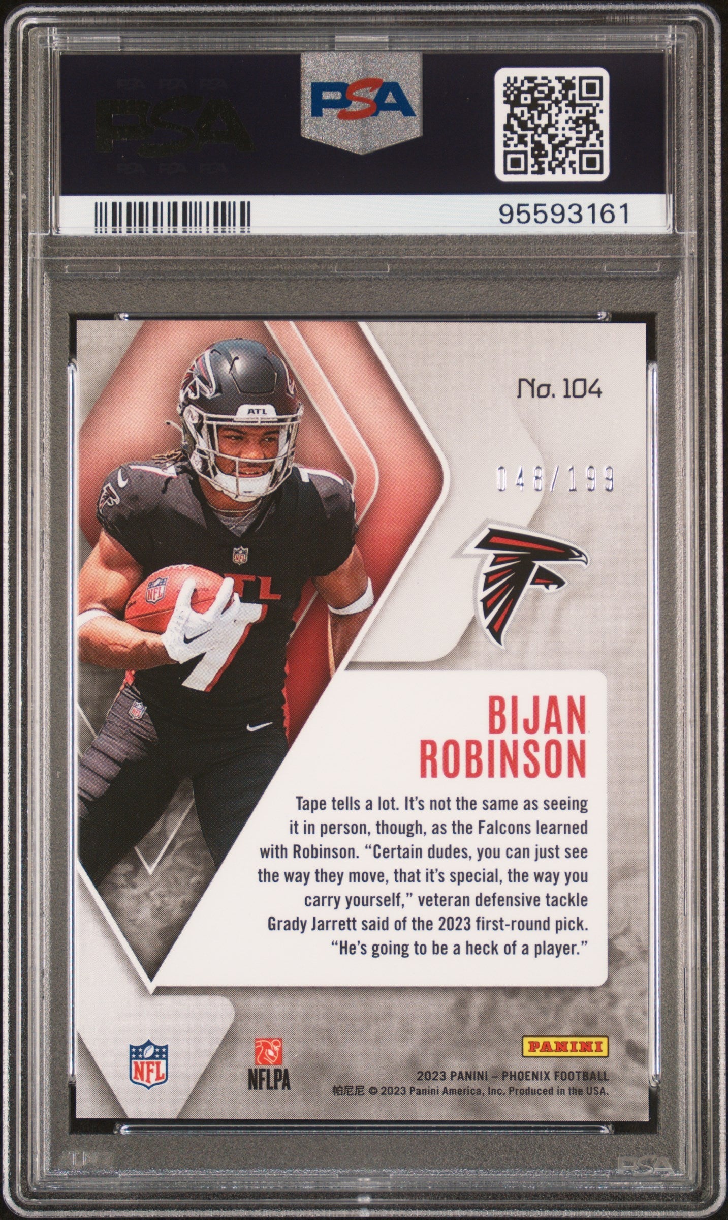 Graded 2023 Panini Phoenix Bijan Robinson #104 Red Seismic /199 Rookie RC Football Card PSA 10 Gem Mint - Golden Apple Comics