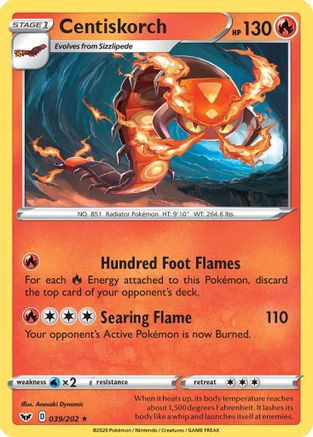 Centiskorch 039/202 - SWSH01 Sword & Shield Base Set Reverse Holofoil - Golden Apple Comics