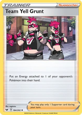 Team Yell Grunt 184/202 - SWSH01 Sword & Shield Base Set Reverse Holofoil