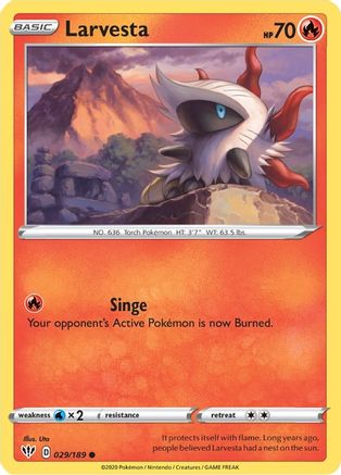Larvesta 029/189 - SWSH03 Darkness Ablaze Reverse Holofoil