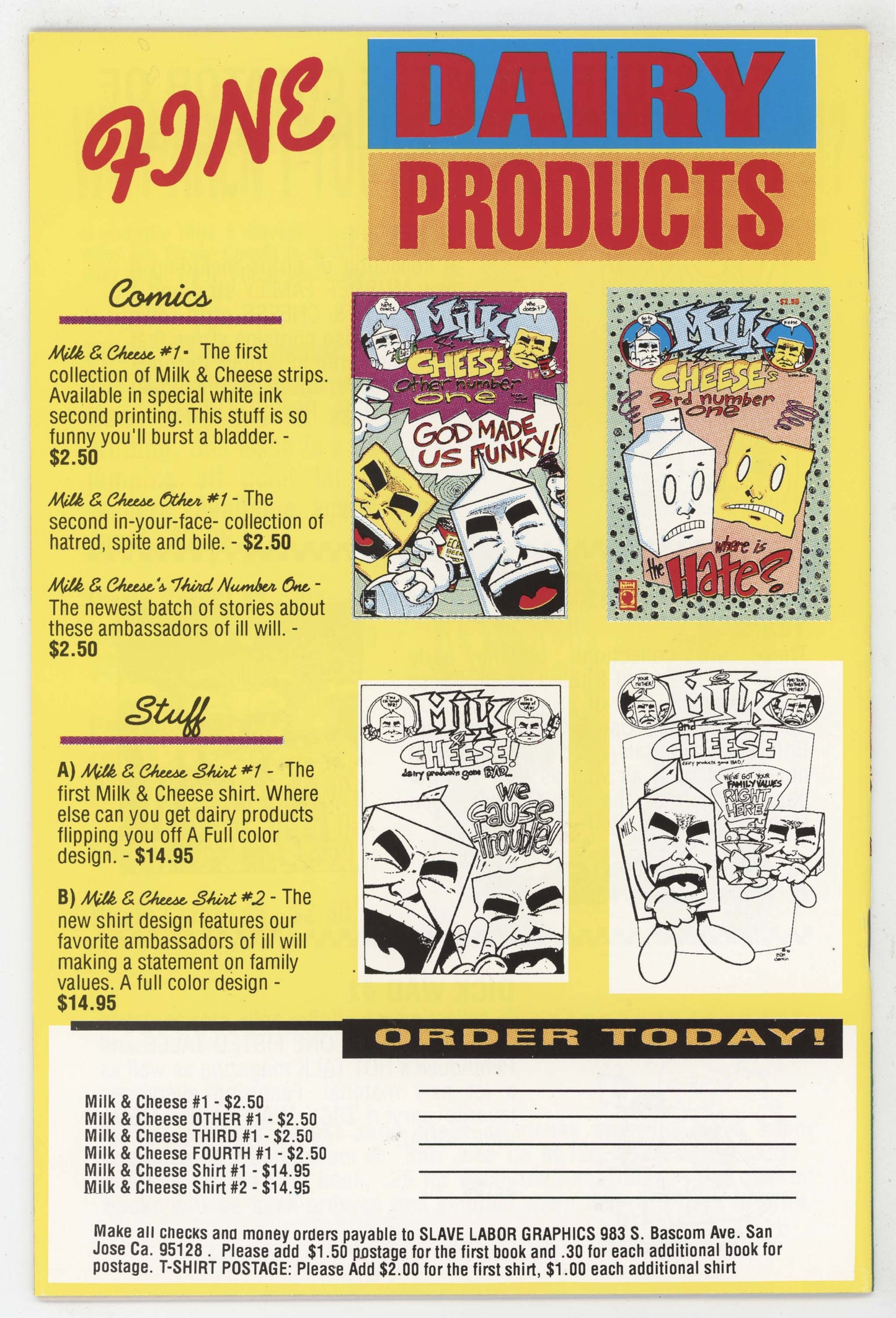 Milk & Cheese 4 Slave Labor 1993 NM 1st Print Evan Dorkin 4th Number One 1 - Golden Apple Comics