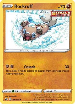 Rockruff 086/198 - SWSH06 Chilling Reign Reverse Holofoil - Golden Apple Comics