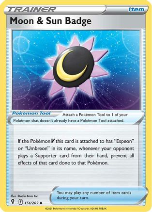 Moon & Sun Badge 151/203 - SWSH07 Evolving Skies Reverse Holofoil - Golden Apple Comics