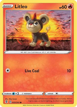 Litleo 022/203 - SWSH07 Evolving Skies Reverse Holofoil - Golden Apple Comics