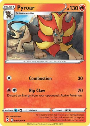 Pyroar 023/203 - SWSH07 Evolving Skies Reverse Holofoil - Golden Apple Comics