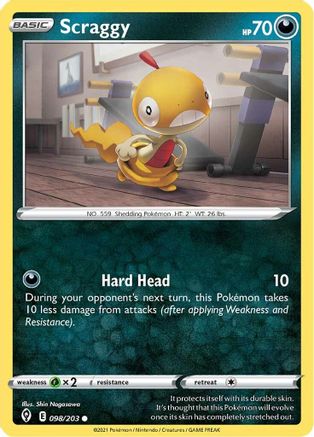Scraggy 098/203 - SWSH07 Evolving Skies Reverse Holofoil