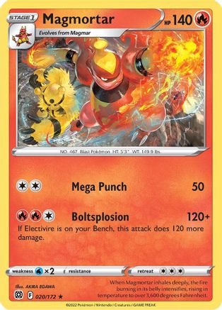 Magmortar 020/172 - SWSH09 Brilliant Stars Reverse Holofoil