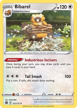 Bibarel 121/172 - SWSH09 Brilliant Stars Reverse Holofoil