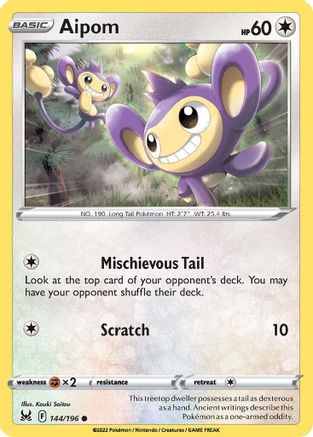 Aipom 144/196 - SWSH11 Lost Origin Reverse Holofoil