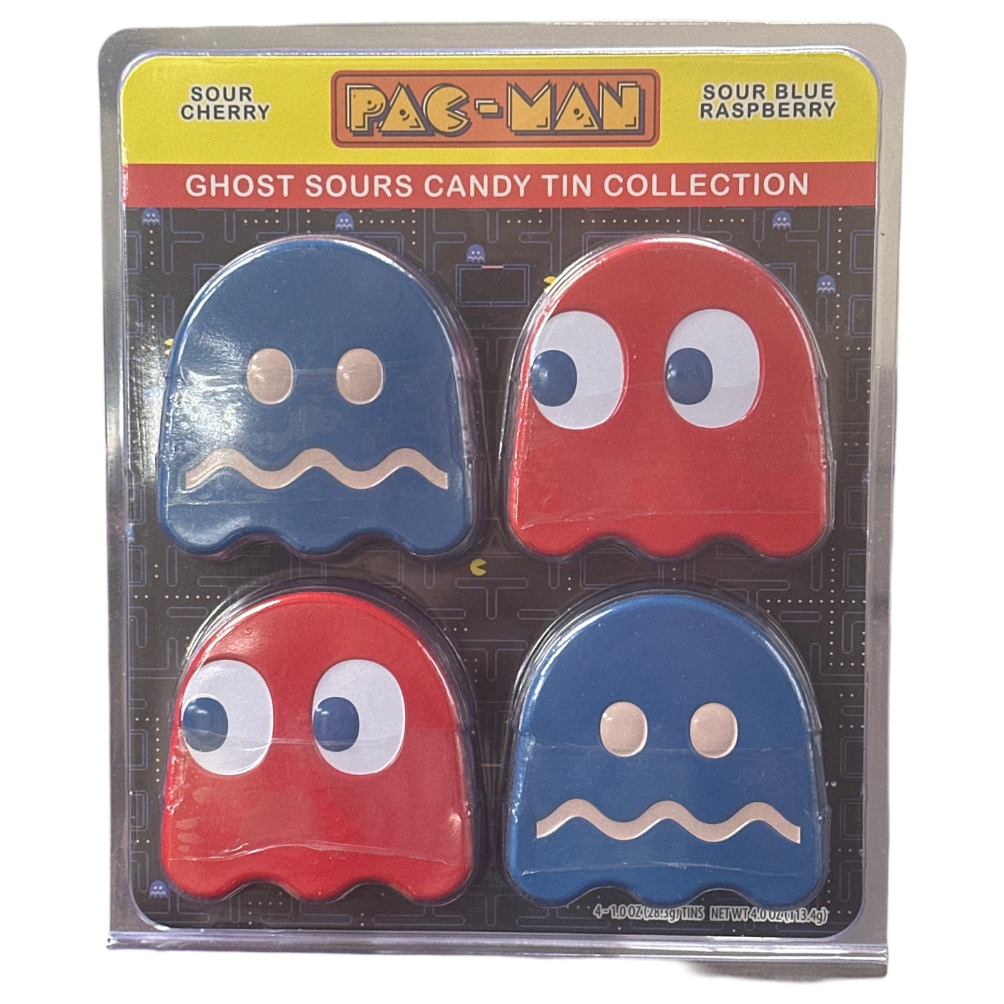 Pac-Man Sour Cherry & Sour Blue Raspberry Ghosts Sours Candy Tin Collection - Golden Apple Comics