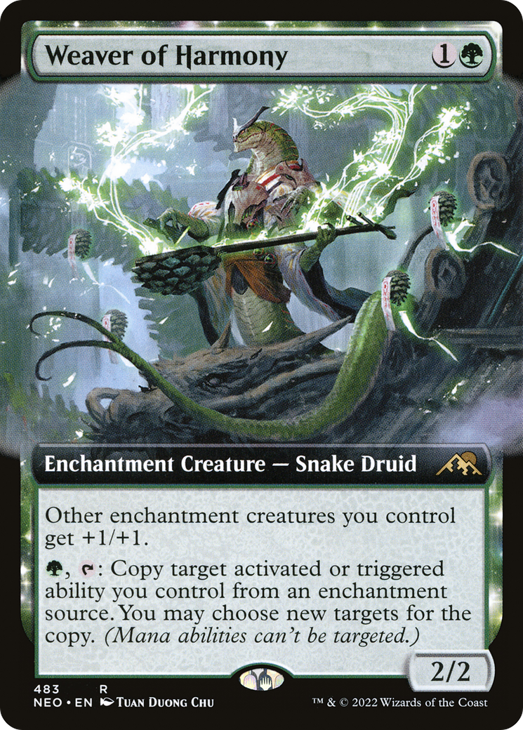 Weaver of Harmony (NEO-483) - Kamigawa: Neon Dynasty: (Extended Art, enchantment) Foil