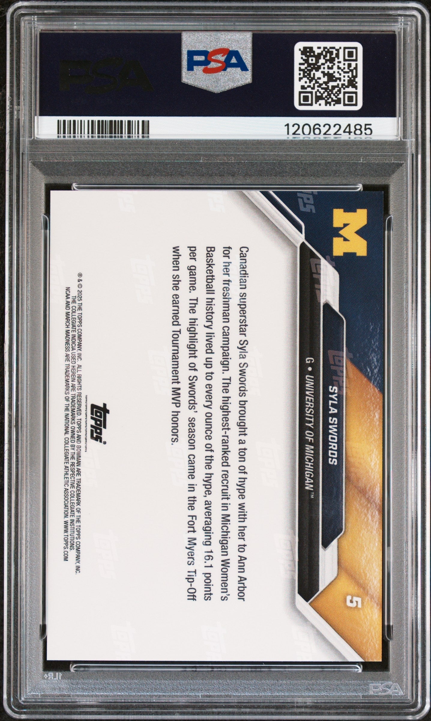 Graded 2025 Topps Bowman U Now Syla Swords #5 March Madness Rookie RC Basketball Card PSA 10 Gem Mint