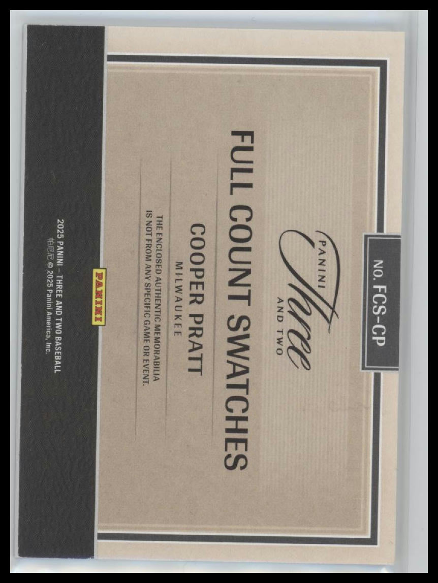 2025 Panini Three and Two Full Count Swatches Blue Cooper Pratt #/15 #FCS-CP