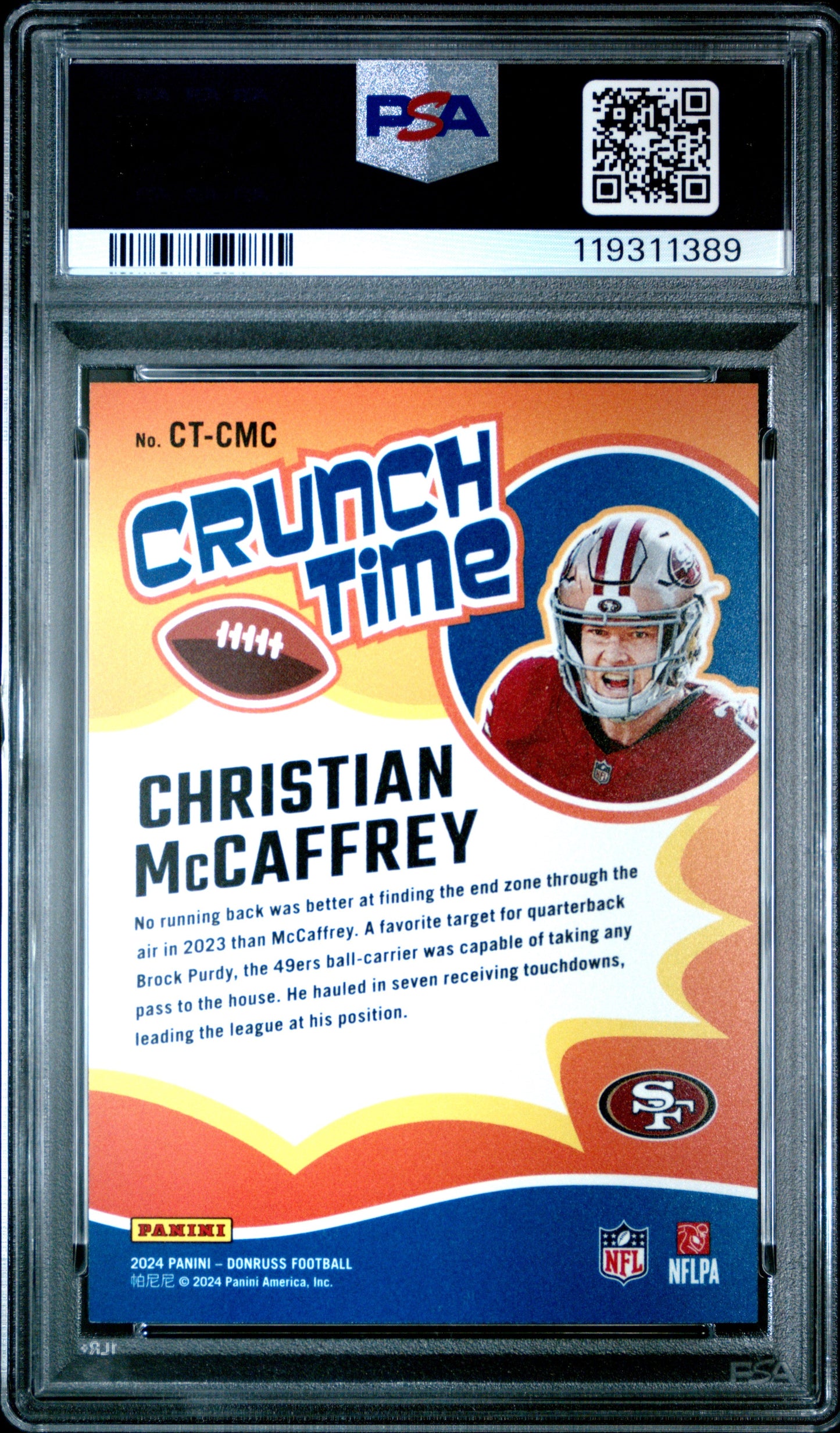 2024 Panini Donruss Crunch Time-Gold Christian Mccaffrey 10 PSA #CTCMC