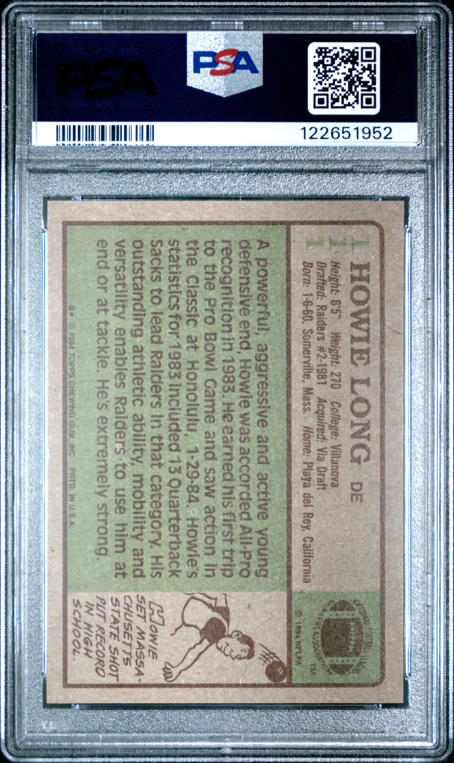 Graded 1984 Topps Howie Long #111 Rookie RC Football Card PSA 6 Excellent