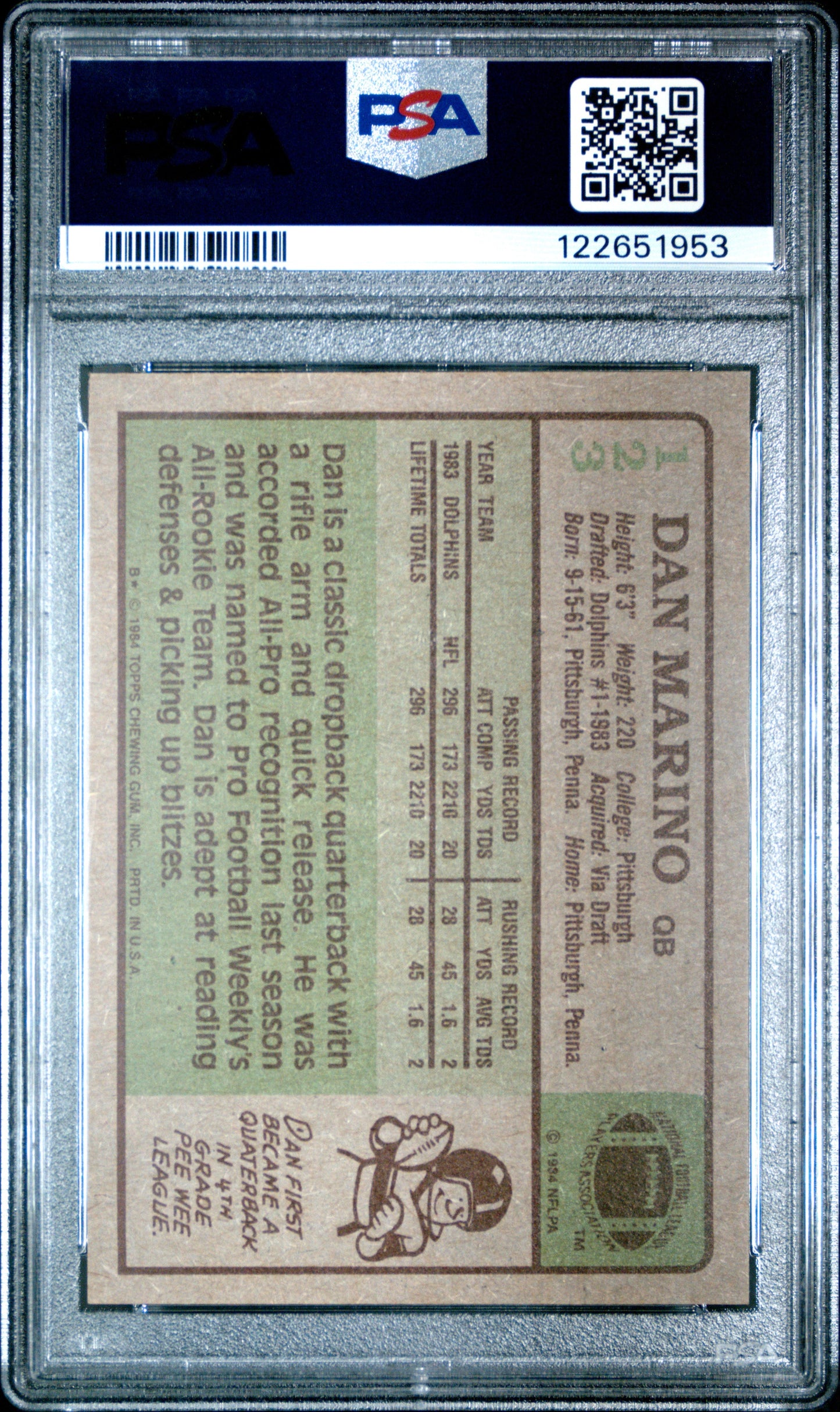 Graded 1984 Topps Dan Marino #123 Rookie RC Football Card PSA 6 Excellent