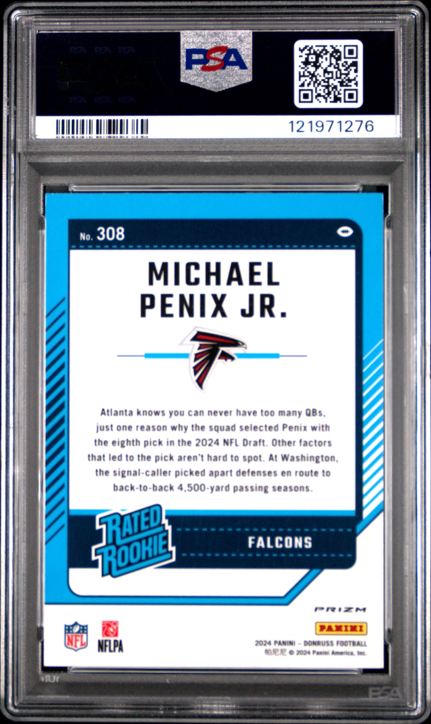 2024 Panini Donruss Optic Preview-Pink Michael Penix Jr. 9 PSA #308
