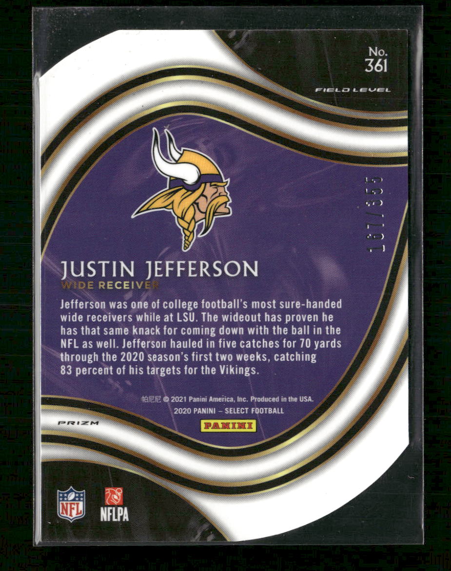 Justin Jefferson 2020 Panini Select Gold Prizm Die Cut #355 #361