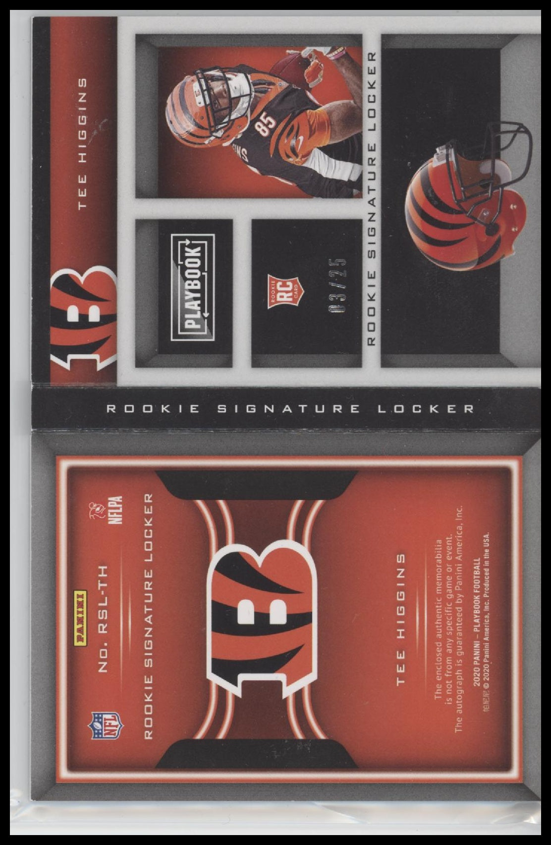 Tee Higgins 2020 Panini Playbook Rookie Signature Locker Patch #/25 #RSL-TH