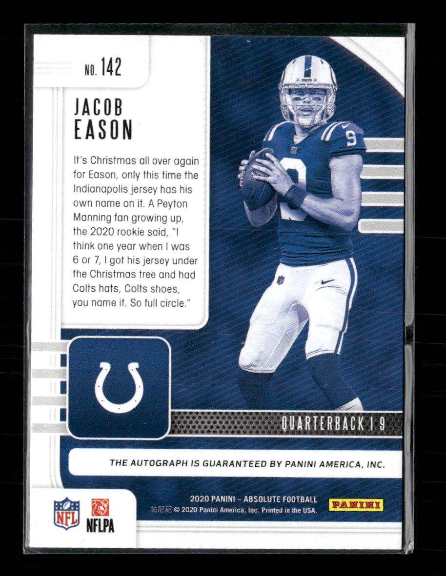 2020 Panini Absolute Spectrum Gold Auto Jacob Eason Rookie #/10 #142