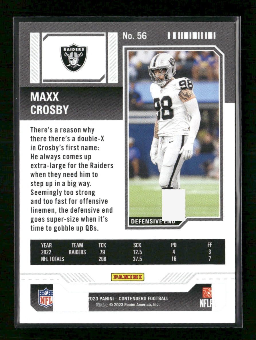 2023 Panini Contenders Week 18 Ticket Maxx Crosby #/18 #56