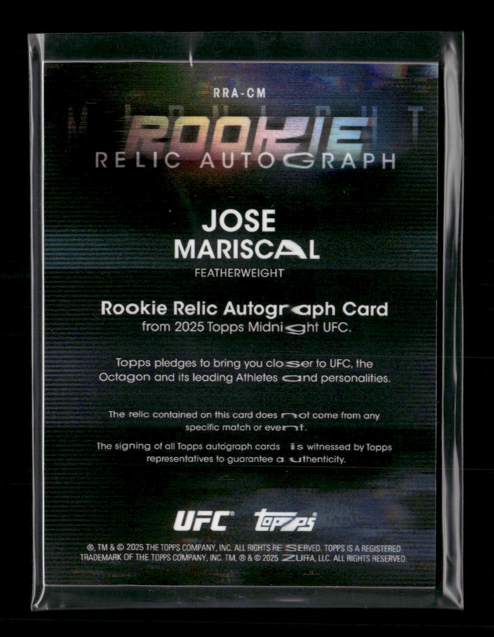 2025 Topps Midnight UFC Rookie Relic Auto Twilight Jose Mariscal #/99 #RRA-CM