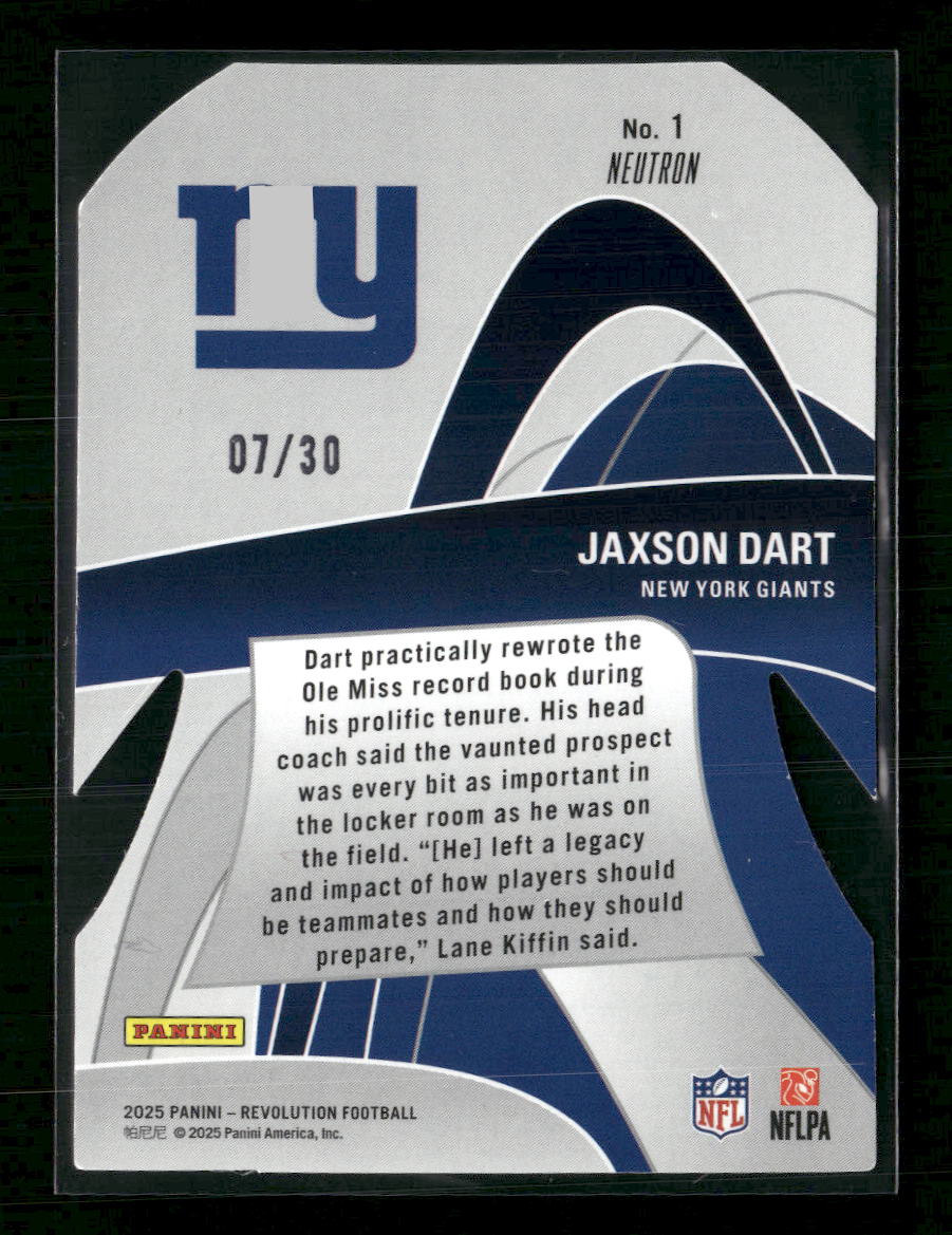 2025 Panini Revolution Pay Dirt! Neutron Jaxson Dart #/30 #1