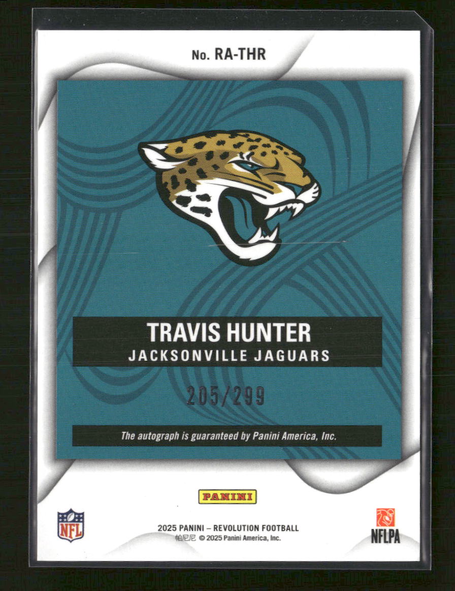 2025 Panini Revolution Rookie Autographs Travis Hunter #/299 Auto #RA-THR