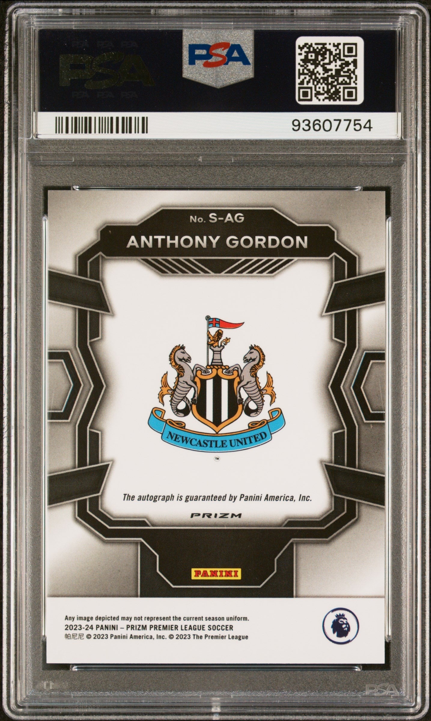 2023-24 Panini Prizm Premier League Signatures Anthony Gordon 10 PSA #SAG