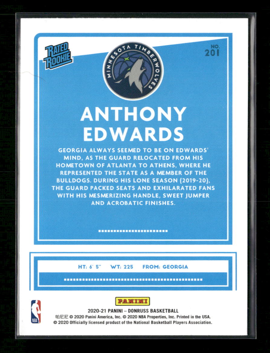 2020-21 Donruss Holo Red and Gold Laser Anthony Edwards Rookie #201