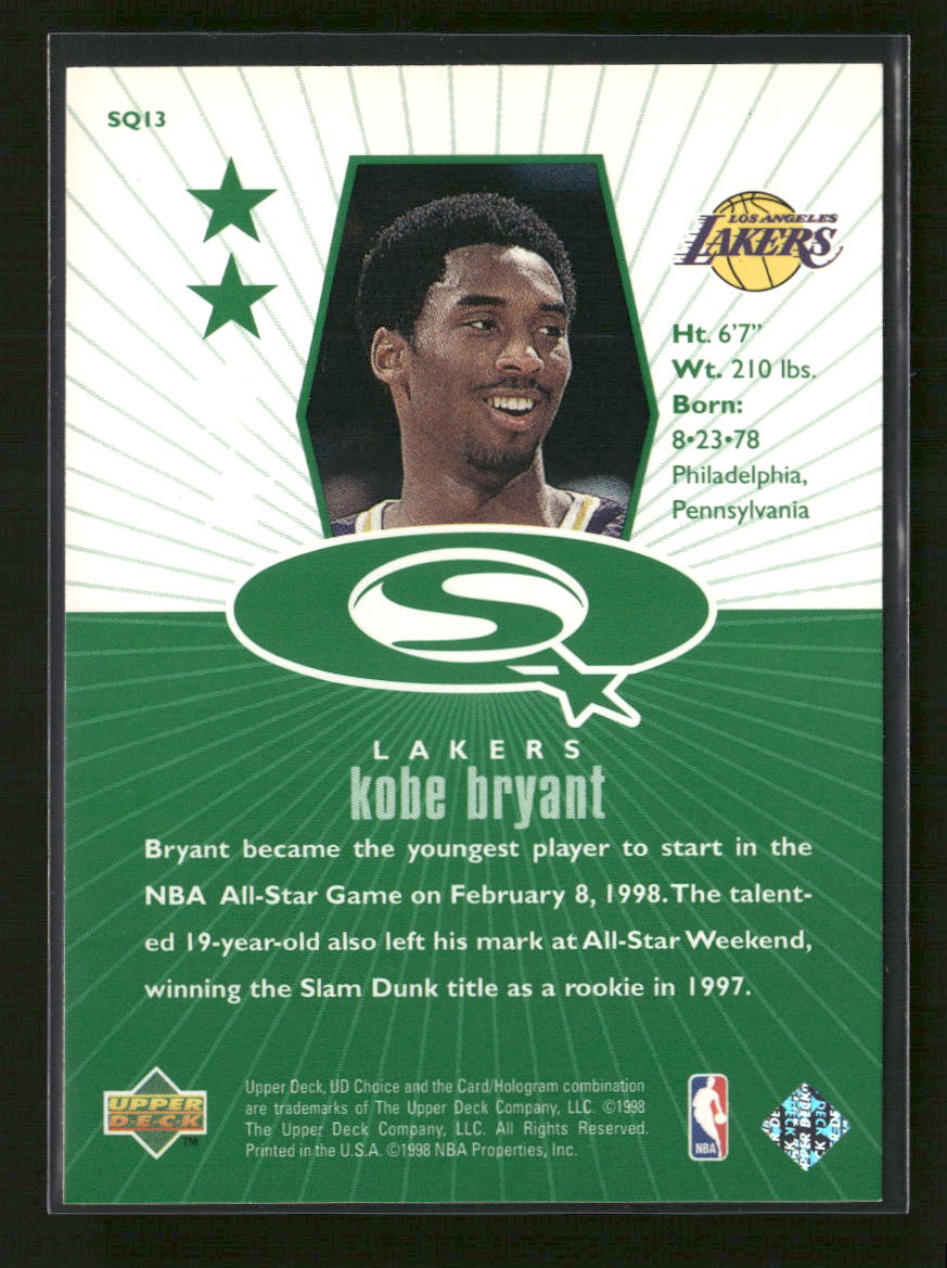1998-99 UD Choice StarQuest Green Kobe Bryant #SQ13
