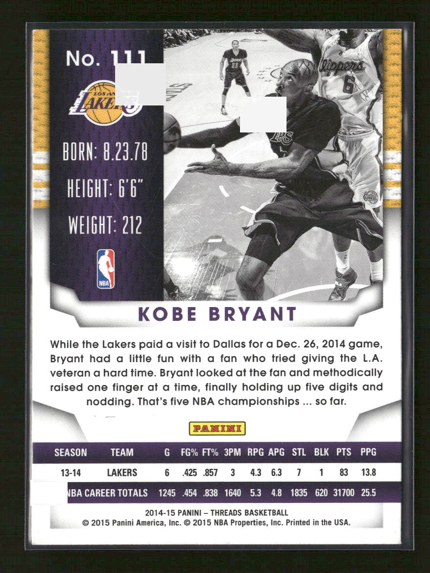 2014-15 Panini Threads Kobe Bryant #111