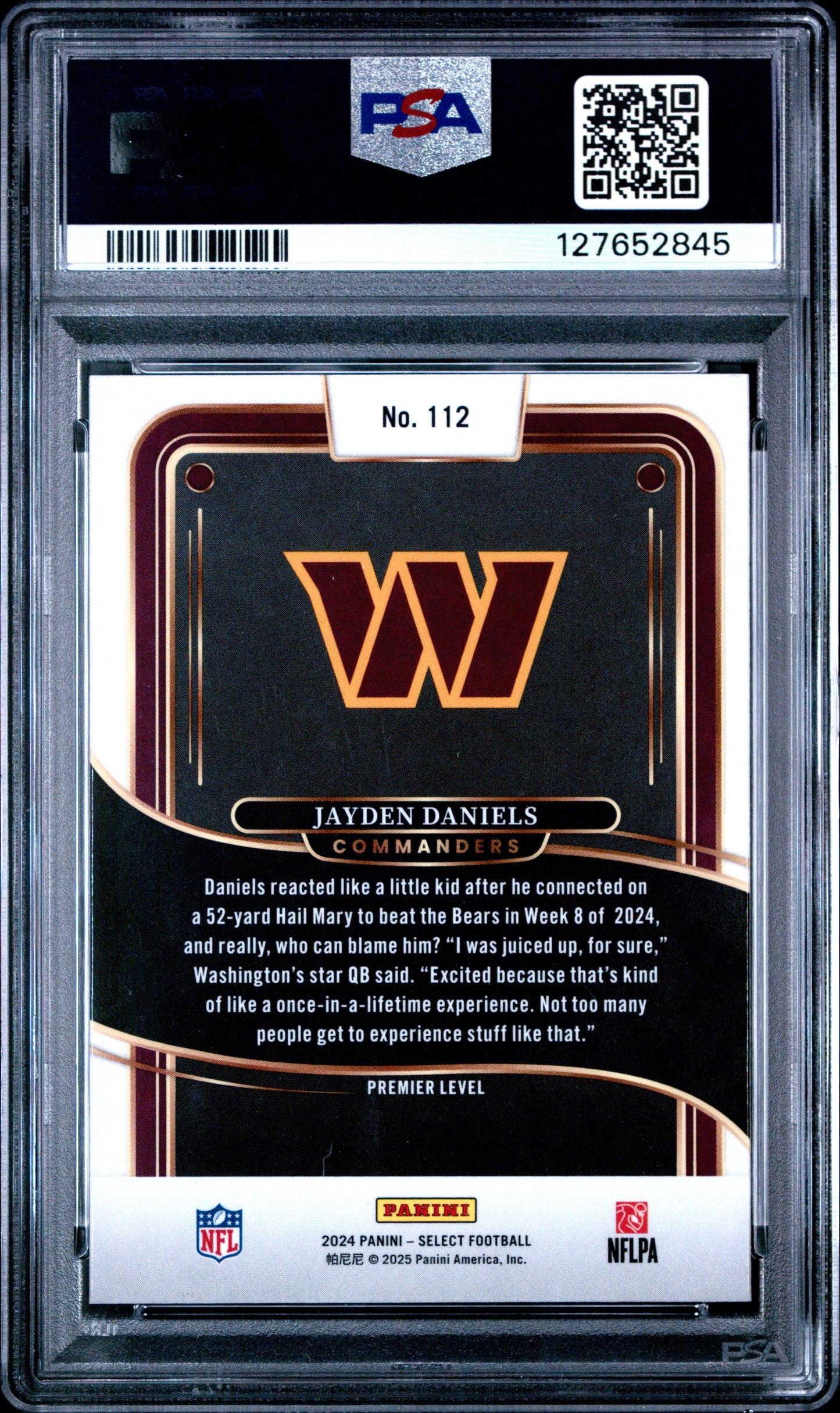 Graded 2024 Panini Select Jayden Daniels #112 Rookie RC Football Card PSA 10 Gem Mint - Golden Apple Comics