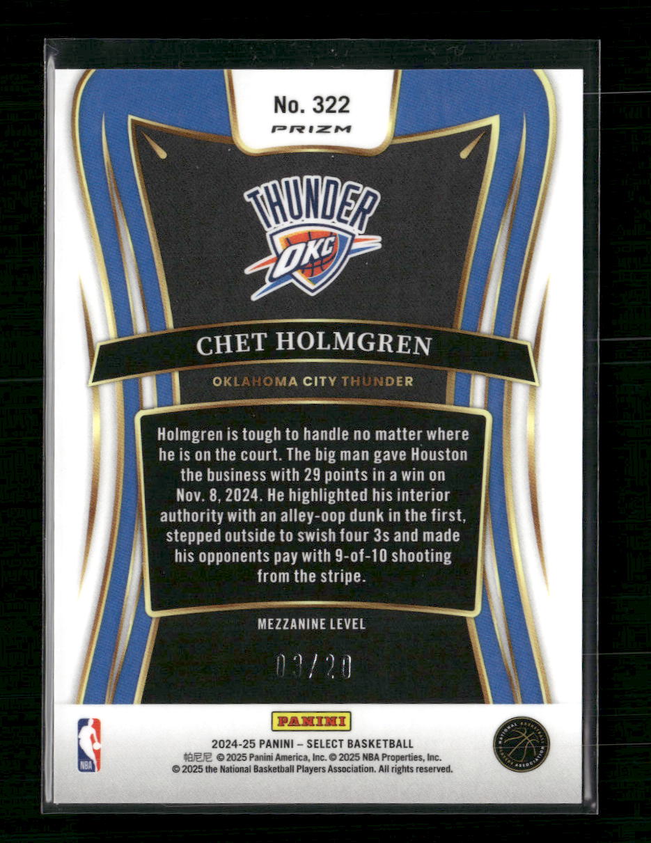 2024-25 Panini Select Blue Stars Prizm Chet Holmgren #/20 #322