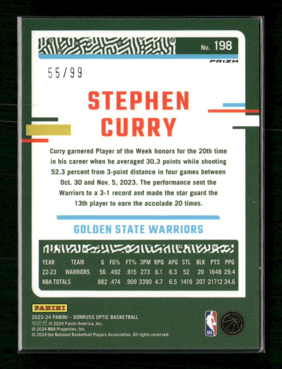 2023-24 Donruss Optic Hyper Orange Stephen Curry #/99 #198