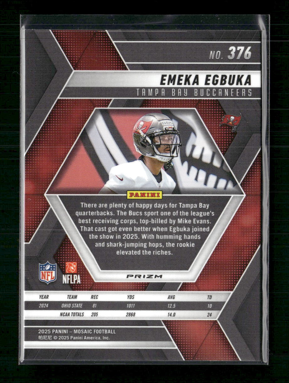 2025 Panini Mosaic Red Reactive Emeka Egbuka Rookie #376