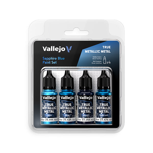 Vallejo True Metallic Metal Set: Sapphire Blue (4 Color Set) 18 ml. - Golden Apple Comics
