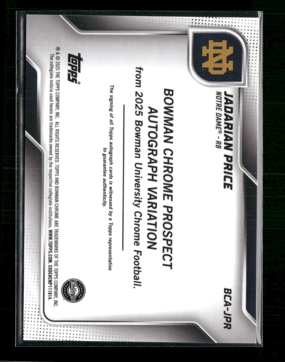 2025 Bowman U Chrome Prospect Blue Refractor Jadarian Price #/150 Auto #BCA-JPR