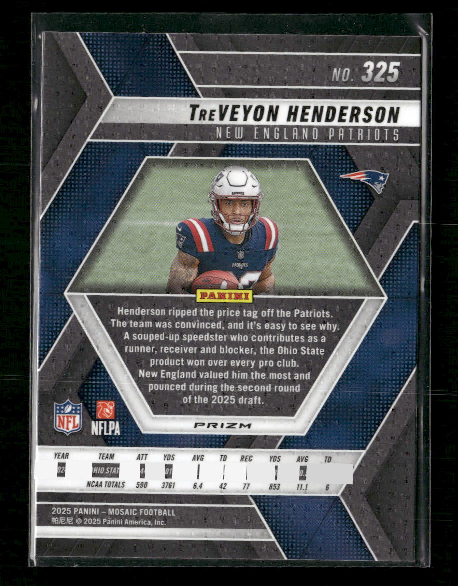 2025 Panini Mosaic Scope Purple TreVeyon Henderson Rookie #325