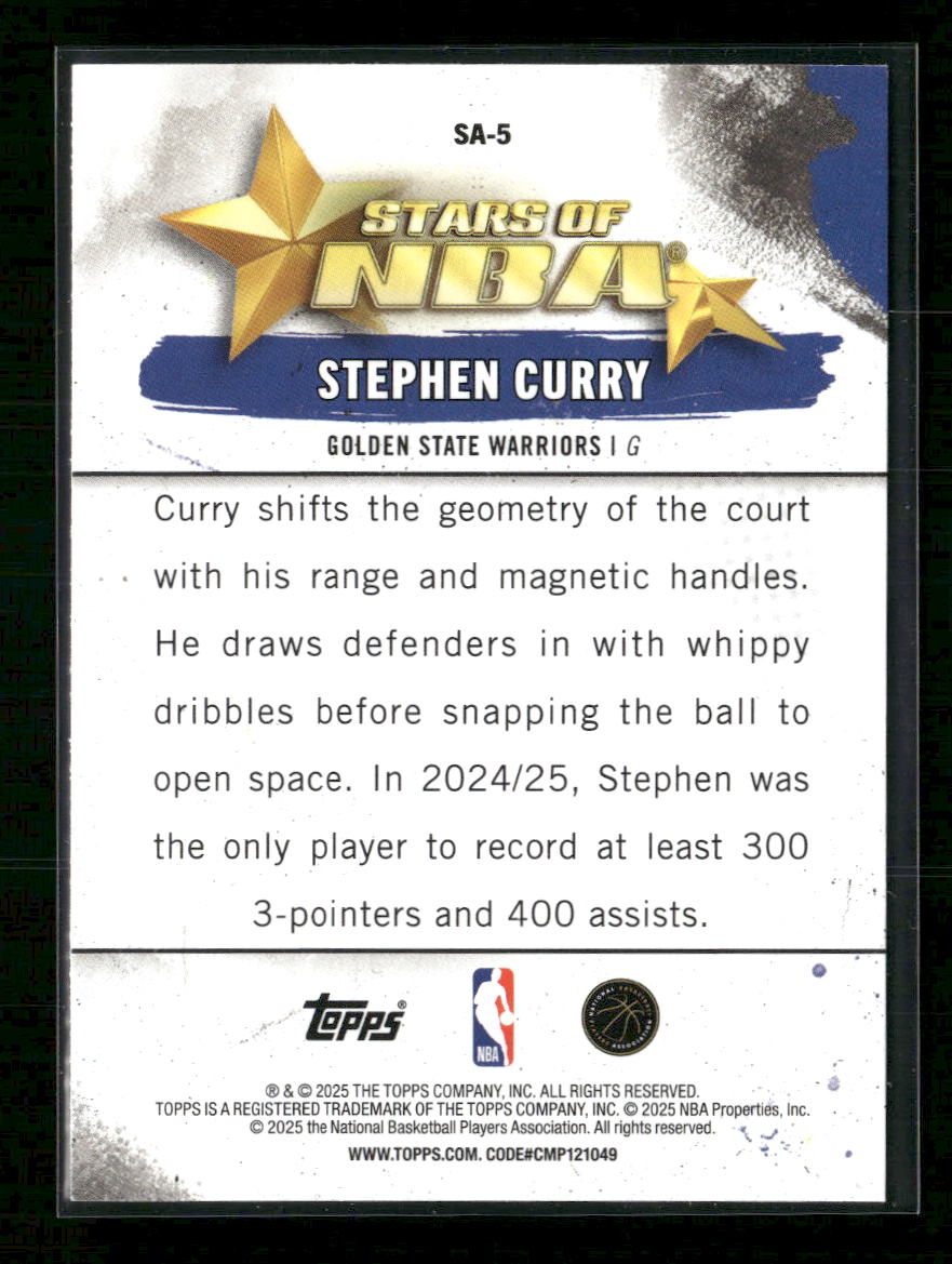2025-26 Topps Stars of the NBA Blue Rainbow Stephen Curry #/150 #SA-5