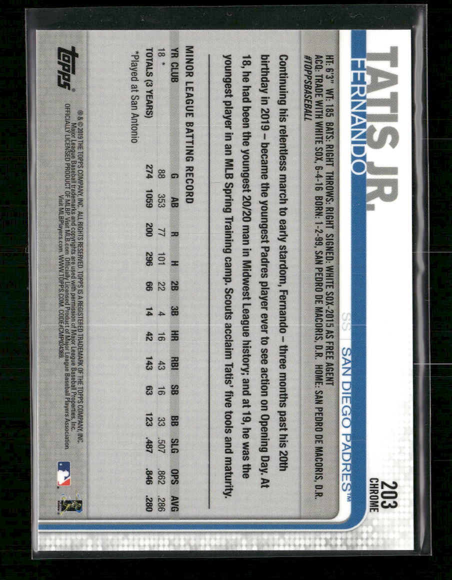 2019 Topps Chrome Fernando Tatis Jr. Rookie #203